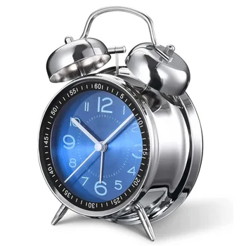 Hlasný Alarm Clock pre Ťažké Podvaly Dospelých Retro 4.5 Palcový Tichý Quartz s Podsvietením Twin Bell Analógový Deti budíky