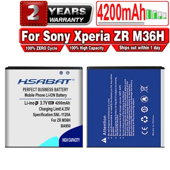 HSABAT Nové 4200mAh BA950 Batérie pre Sony Xperia ZR M36H Xperia V C5502 Xperia A C5503 TAK-04E AB-0300 Batérie