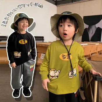 Japonská Značka Matky, Deti Jeseň Dlhý Rukáv Cartoon vytlačené T-Shirt 2023 Nových Prírastkov Deti Chlapci Dievčatá Módne Tričká Topy