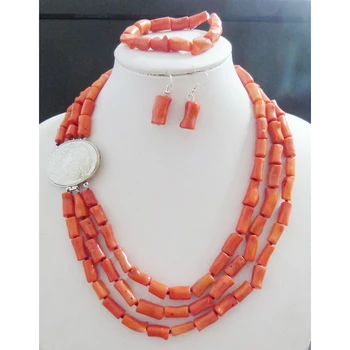klasický 3-vrstvový koralový náhrdelník dekorácie ! Hot predaj šperkov!