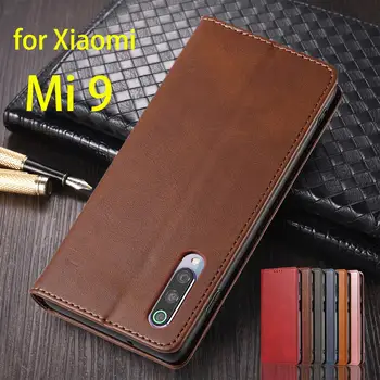 Kožené puzdro pre Xiao Mi 9 Mi9 Xiaomi9 Flip Prípade Držiteľa Karty Závesu Magnetická Príťažlivosť Kryt Peňaženky Prípade Fundas Coque
