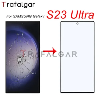 LCD Displej Predné Sklo Na SAMSUNG Galaxy S23 Ultra 5G Vonkajšie Sklo Objektívu+OCA Opticky Jasné, Lepidlo Nahradenie SM-S918B/DS