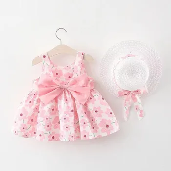 Letné Baby Girl Dress Citrón Tlač Novorodenca Šaty Krst Šaty Princezná Narodeniny Šaty pre Baby Girl