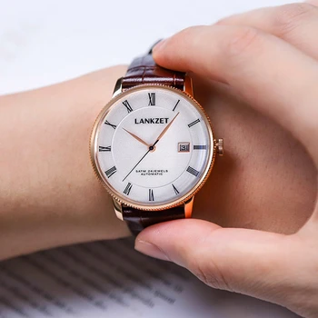 Luxusné pánske šaty hodinky automatické mechanické hodinky 40 mm business hodinky z nerezovej ocele, 5bar nepremokavé hodiny LANKZET