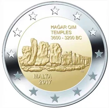 Malta 2017 Hazam Chrám 2 Euro Bimetal Pamätné Mince UNC Originál