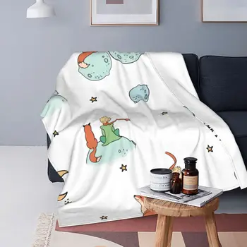 Malý Princ Fox A Hviezdy Roztomilý Deka Fleece Vytlačené Prenosná Ultra-Mäkké Hodiť Deky na Gauč Spálňa posteľná bielizeň Hody