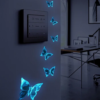 Modrá Žiara-in-the-dark Motýľ Samolepky na Stenu Miestnosti Dekorácie Príslušenstvo Cartoon Nálepky Na Výročia, Narodeniny, Paster