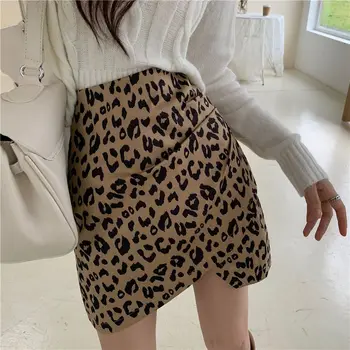 Nepravidelný Leopard Sukne Jar Jeseň Módy Sexy Žena Jednoduché Hotsweet Klub Kórejský Mini Dizajn Ríše Harajuku Ženy Faldas