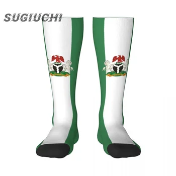 Nigéria Vlajka Polyester 3D Vytlačené Ponožky Pre Mužov, Ženy Bežné Vysokej Kvality Kawaii Ponožky Ulici Skateboard Ponožky