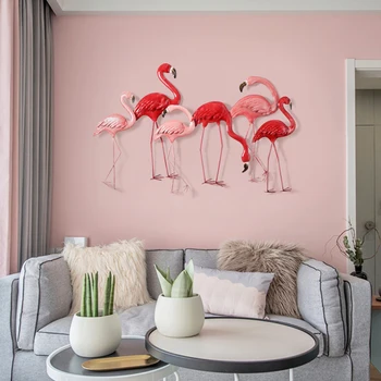 Nordic štýl dekorácie tvorivé flamingo železa trojrozmerného 3D obývacia izba pozadí prívesok domáce dekorácie