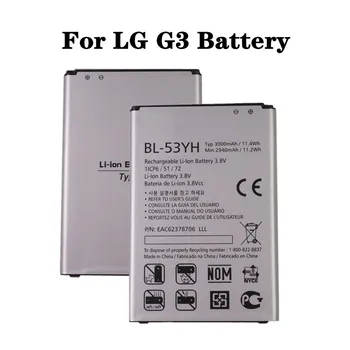 Nové BL53YH BL-53YH Telefón Batéria Pre LG G3 VS985 D859 D858 D857 D855 D851 D850 D830 F470 F460 F400L 3000mAh Kvalitné Batérie