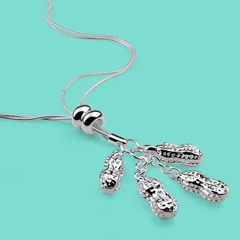 Nové Kreatívne Šperky dámske 925 Sterling Silver Náhrdelník Rastlín Arašidové Prívesok Had Reťazca dvojitá Vrstva Dizajn 50 Narodeniny