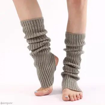 Nový Japonský Lolita Šedá Leg Warmers Ženy Vydlabaných Nohy, Päty Teplé Pletené Kolená Vysoké Ponožky Leginy Gamaše Kryt