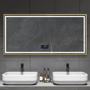 Obdĺžnikový Dizajn Zrkadlo Na Stenu Glam Nerozbitného Čistenie Kúpeľňa Zrkadlo Fogless Bluetooth Espejo Inteligente Nábytok