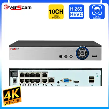 Overscam 8MP POE NVR videorekordér Audio IP Kamera H. 265 KAMEROVÝ Systém Siete Tvár Zistiť P2P Video Surveillance Camera 10CH 8CH