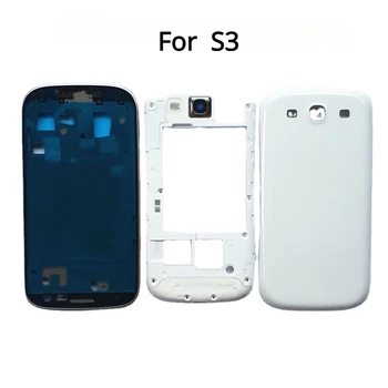 Plný Bývanie pre Samsung Galaxy S3 I9300 s3 neo 9300i 9301i Predný Rám+Stredný Rám+Kryt Batérie dvere Opravy Dielov