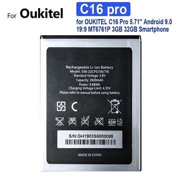 Pre OUKITEL C16 Pro Smartphone Batériu, 5.71 