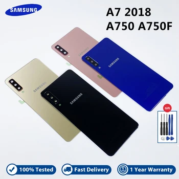Pre Samsung Galaxy A7 2018 A750 Späť Kryt Batérie Dvere, Zadné Bývanie Náhradné Diely S Objektív Kamery A Adhensive Nálepky