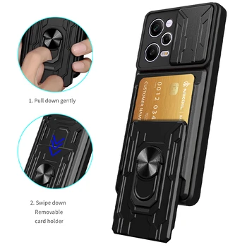 Pre Xiao Poco X5 Pro 5G Prípade Card Magnetický Držiak Brnenie Telefón Prípadoch za Málo Poxo Poko X 5 X5pro PocoX5pro Zadný Kryt