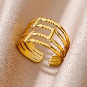 Prstene pre Ženy Nehrdzavejúcej Ocele, Prstene Módne Zlatá Farba Šperky Žena Prst Luxusné Kvalitné Šperky Príslušenstvo Doprava Zadarmo