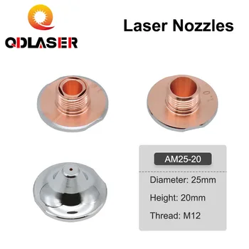 QDLASER Amada OEM Fiber Laser Vrstva Dvojvrstvové Trysky Dia 25 mm H20 Kaliber na 0,8-4.0 mm, M12 pre Vlákien Laserové Rezacie Hlavy