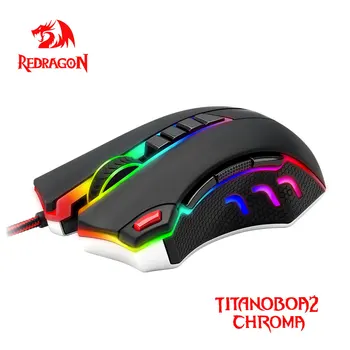 Redragon TITANOBOA2 CHROMA M802 USB Káblové Herné Počítačová Myš 32000 DPI 10 tlačidlá RGB myší Programovateľné ergonomické PC Gamer