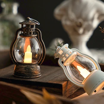 Retro Elektronické sviečkach Bezdymového Flameless LED Elektronické Olej Lampa Mini Prenosné Retro Svietidla pre Narodeniny Dekorácie