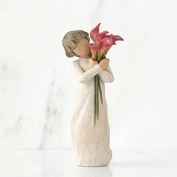 Ručne maľované živice stojí bábika dekoratívne sochy domov vŕby kvitnú kytice figúrka plavidlá predstavujú