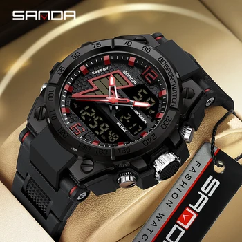 SANDA 2023 Top Značky Outdoorové Športy Muž Elektronické Hodinky Luxusné Vojenské LED Digitálne Náramkové hodinky Quartz 5ATM Nepremokavé Alarm