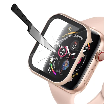 Sklo+Rám matel puzdro Pre apple hodinky série 6 5 se 4 3 nárazníka Všetci-okolo screen protector rám iwatch prípade 44 mm 42mm 40 mm 38m