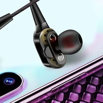 Slúchadlá Drôtové HiFi Slúchadlá Ťažké Basy In-ear Typ Headset Dual Pohybe Cievky Slúchadlá Zlato