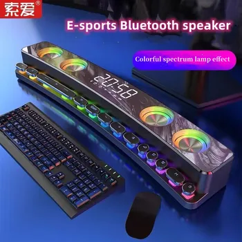 SOAIY SH39 Bezdrôtová RGB Herných Reproduktorov Stereo Subwoofer, USB, AUX TF PC Počítač Zvuk Bar Hra Soundbar