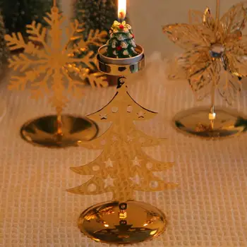 Svietnik Snowflake Sviečkový Elegantná Kovová Základňa pre Vianočná Večera alebo Domácej Kancelárie Darček Domova svietnik