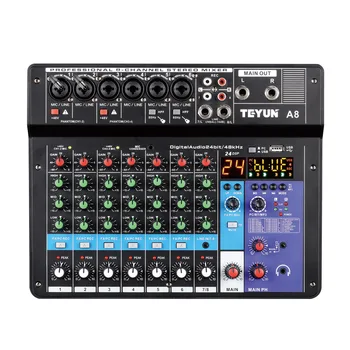 TEYUN 8-kanálový Profesionálny Prenosný Mixér Zvuk Miešanie Konzoly Počítača Vstup Napájania 48v Číslo Modelu Osvedčovania Pôvodu Typ