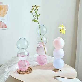 Transparentné Plochy Váza Domova Gradient Bubble Tvare Kvetu Usporiadanie Váza Hydroponických Rastlín Terárium Tabuľka Sklenené Fľaše