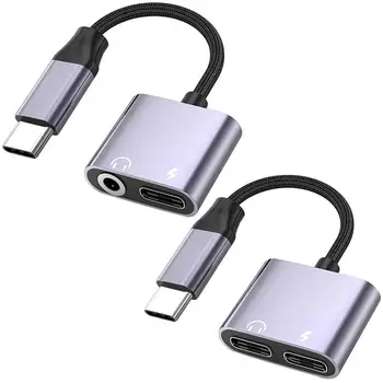 Typ C Pre 3,5 mm Poplatok Audio Adaptér 2 V 1, USB, C Splitter Slúchadlá Audio Kábel Pre Xiao 6 8 Mix 2s Mate10 P20 Pro