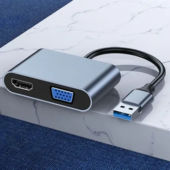 USB VGA HD Prevodník Duálne Zobrazovanie Kábel Adaptéra Podpora Kompatibilný s HDMI VGA Sync Výstup pre Windows7/8/10/11 MacOS