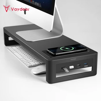 VAYDEER Stojan Monitora Podstavec s USB3.0 Hub Podporu Prenos Dát a Nabíjanie Ocele Stôl Organizátor pre Prenosný Počítač