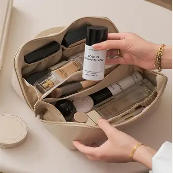 Veľké Cestovné Kozmetická Taška pre Ženy Kožené make-up Organizátor Ženy Toaletná Súprava Tašky tvoria Prípade Luxusné odkladacie Puzdro Lady Box