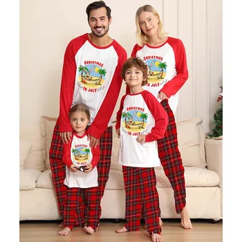 Vianočné Zodpovedajúce Rodiny Pyžamo Christams V júli Jeleň Čiernej a Bielej Plaids Pyžamo Sady