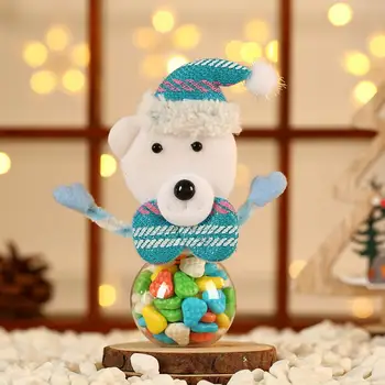 Vianočný Večierok Candy Jar Opakovane Vianočné Cukrovinky Pohárov s Karikatúra Santa Claus, Soby Snehuliak Medveď Viečka Mini pre Strán