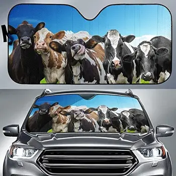 Vtipné Kráv v Oblasti Blue Sky Farma Zvierat Auto Slnečník, Krava Auto Slnečník pre Poľnohospodárov Auto, Darček pre Kravy Milenca, čelného skla Auto