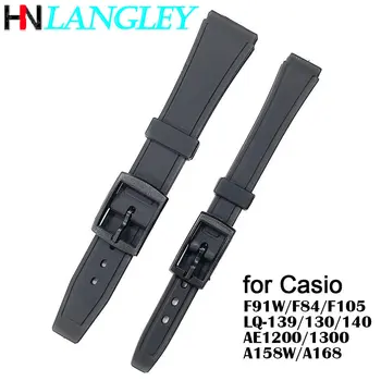 Watchband pre Casio F91W F84 F105/108 A158/A168 AE1200/1300 Náramku 12 mm 18 mm, Mäkké Silikónové Živice Popruh pre LQ-139/130/140 Pásu