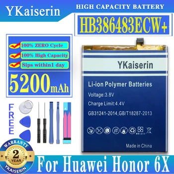 YKaiserin Batérie HB386483ECW+ Pre Huawei G9 Plus Pre Česť 6X Maimang 5 Maimang5 GR5 2017 5200mAh Náhradné kontakty batérie + Nástroje