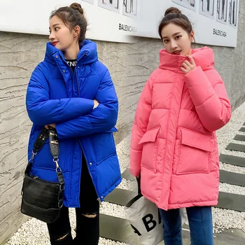 Ženy Bunda 2023 Zimná Vetrovka Nové Bavlnené Oblečenie Žien Strednej Dĺžky Nadol Bunda Kórejský Voľné Teplé, Hrubé Ženy S Kapucňou Parkas Kabát