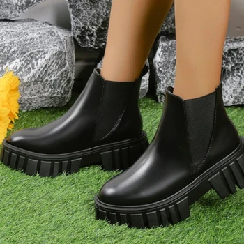 Ženy Platformu Topánky Pu 2023 Módne Chelsea Boots Pošmyknúť na Ženy Členková Obuv pre Ženy, Punk Gotický Topánky Botines Para Mujeres